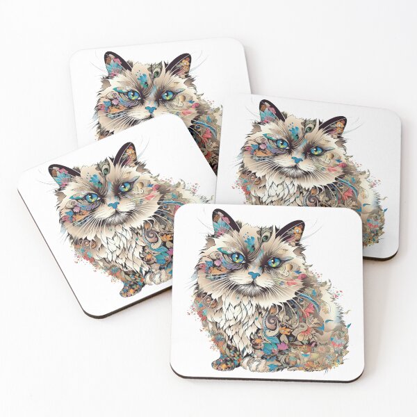 Item preview, Whimsy: Surreal Birman Cat Digital Art - Vibrant Kitty Portrait designed and sold by DooodleGod.