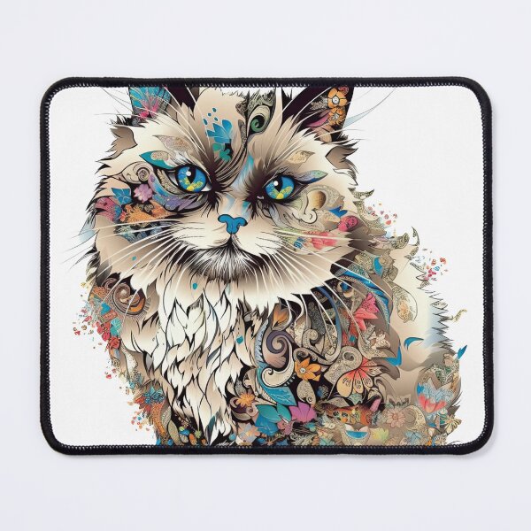 Item preview, Whimsy: Surreal Birman Cat Digital Art - Vibrant Kitty Portrait designed and sold by DooodleGod.