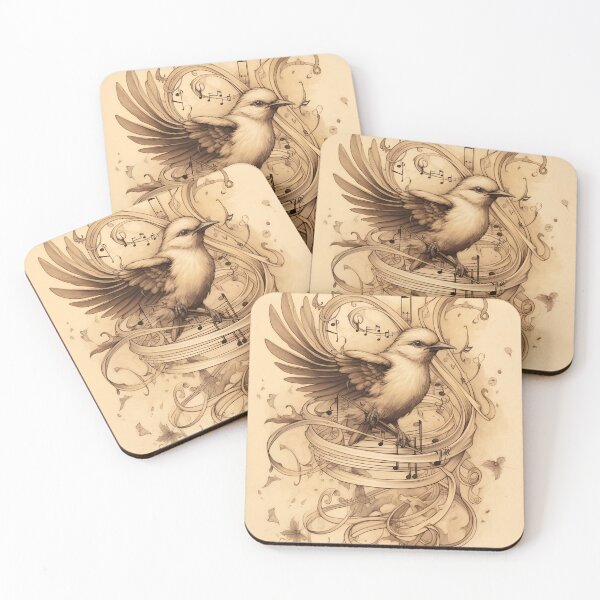 Item preview, Charcoal and Coffee drawing of Bird’s song 12 designed and sold by Art by Lilia.