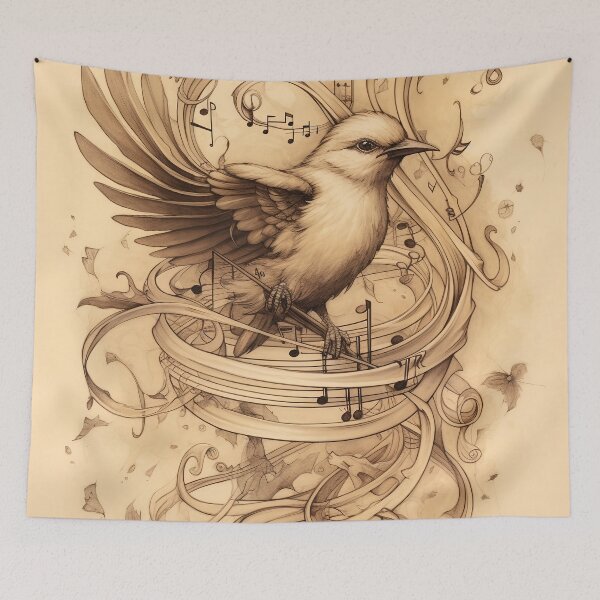 Item preview, Charcoal and Coffee drawing of Bird’s song 12 designed and sold by Art by Lilia.