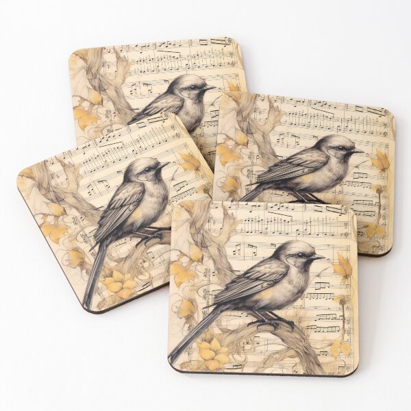 Item preview, Charcoal and Coffee drawing of Bird’s song 13 designed and sold by Art by Lilia.