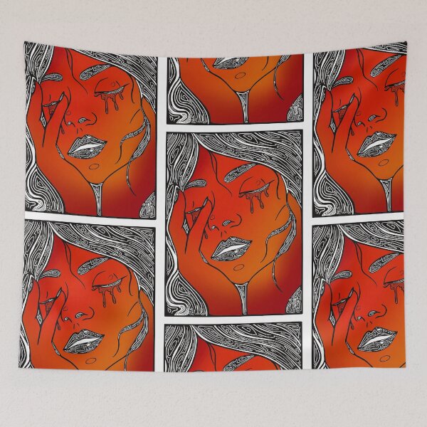Item preview, Retro Abstract Crying Woman -Vintage Comic Pop-art - Black and Red designed and sold by Mitch616Art.