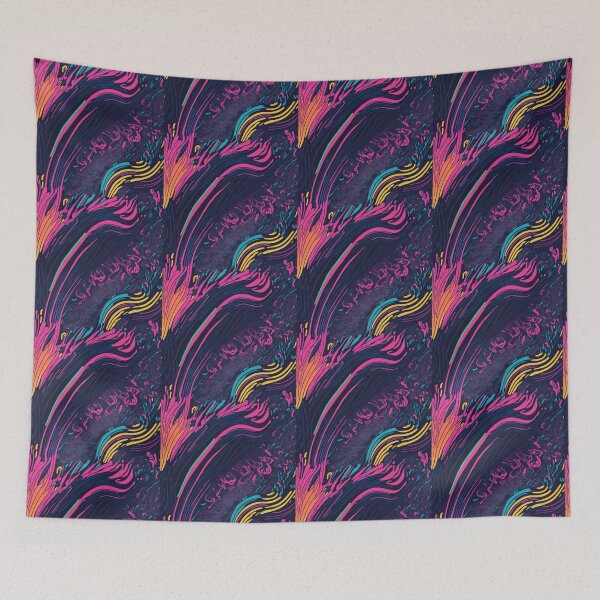 Item preview, Futuristic Chromatic Waves: Batik Style Paint Splatter Design designed and sold by cocomikozza.