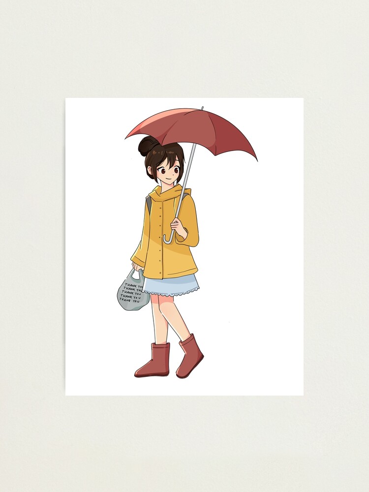 Anime Raincoat Girl with Umbrella Photographic Print for Sale by