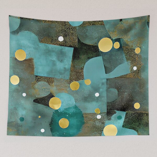 Item preview, Gold and blue abstract textures and shapes designed and sold by ibelieveimages.