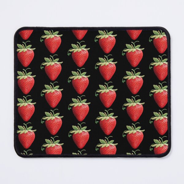 Item preview, Simple Strawberry Repeating Pattern on black background designed and sold by EpicFoxArt.