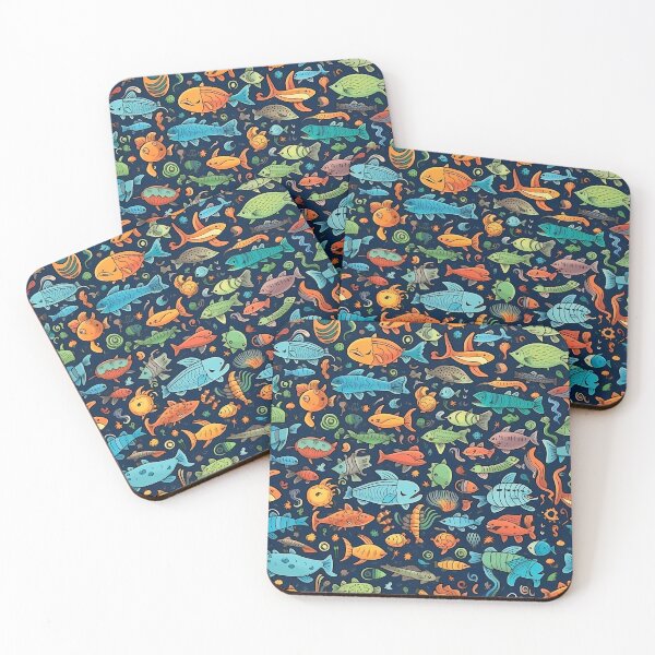 Item preview, fish underwater abstract pattern designed and sold by pinguinii.