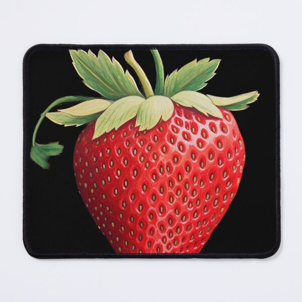 Item preview, Simple Solo Strawberry on black background designed and sold by EpicFoxArt.