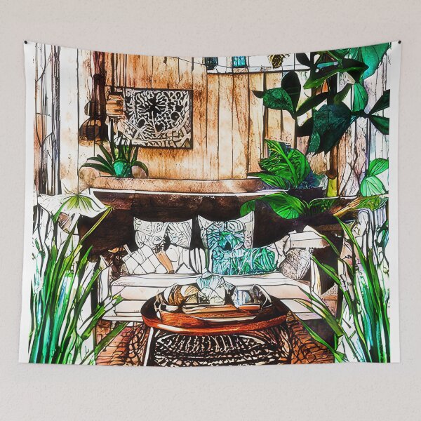 Item preview, Boho design living room image designed and sold by ibelieveimages.