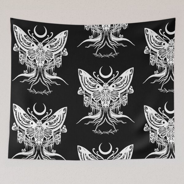 Item preview, Decorative Moth Motif White Line Art Design designed and sold by EarthArtDesigns.