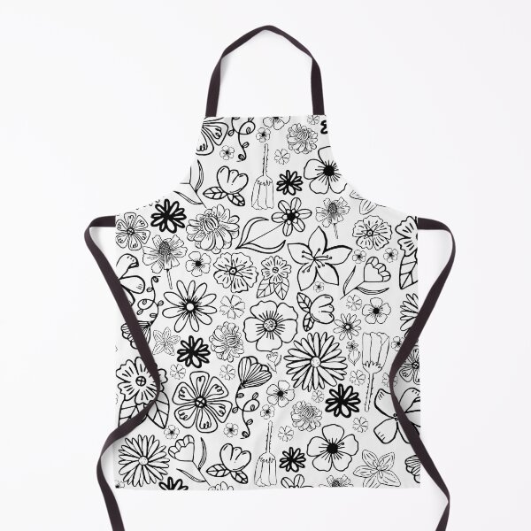 Item preview, Black and White Doodled Florals (black flowers on white background) designed and sold by maddydoodlesoup.