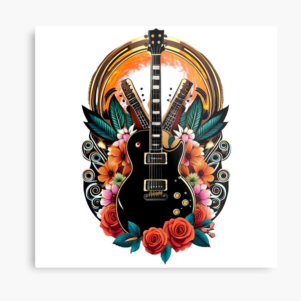 Rose flower with guitar tattoos for girl  Tattoos Era