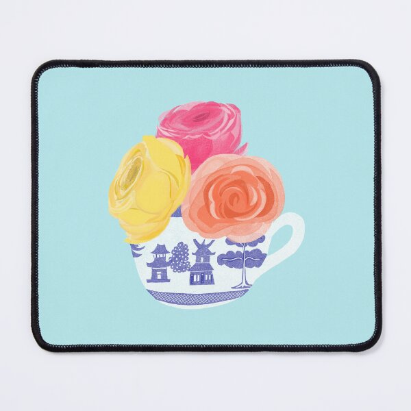 Item preview, Ranunculus Bunch in Blue Willow Tea Cup designed and sold by Christine Philbrick.