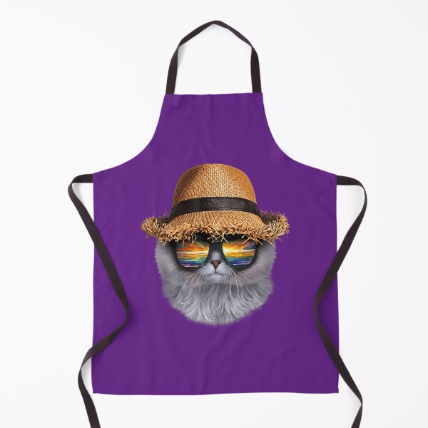 Item preview, Cute White Tabby Cat in Straw Hat and Sunset Sunglass 		 designed and sold by jwsbhykze64.
