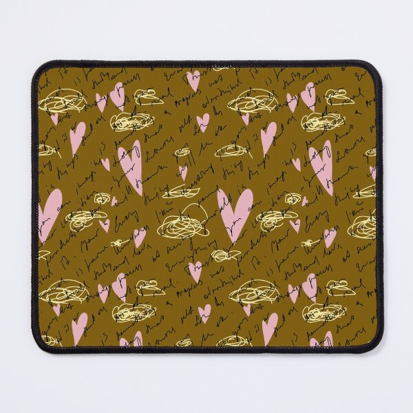 Item preview, Scribble pink heart hand written green pattern designed and sold by Yana Mustafina | Boho Soulful Designs.