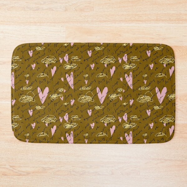 Item preview, Scribble pink heart hand written green pattern designed and sold by Yana Mustafina | Boho Soulful Designs.