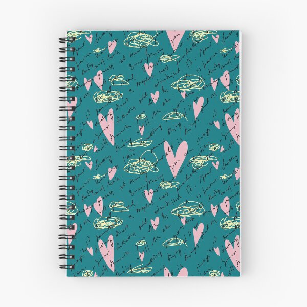 Item preview, Scribble pink heart hand written blue pattern designed and sold by Yana Mustafina | Boho Soulful Designs.
