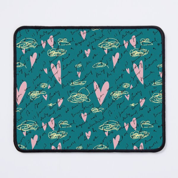 Item preview, Scribble pink heart hand written blue pattern designed and sold by Yana Mustafina | Boho Soulful Designs.