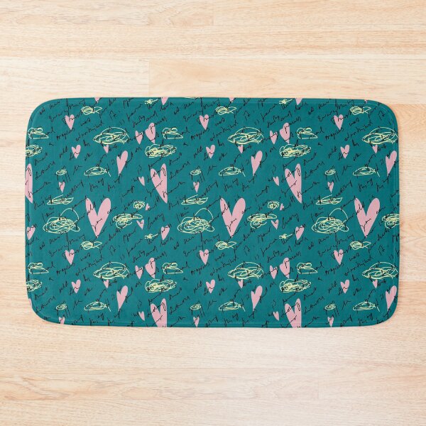 Item preview, Scribble pink heart hand written blue pattern designed and sold by Yana Mustafina | Boho Soulful Designs.
