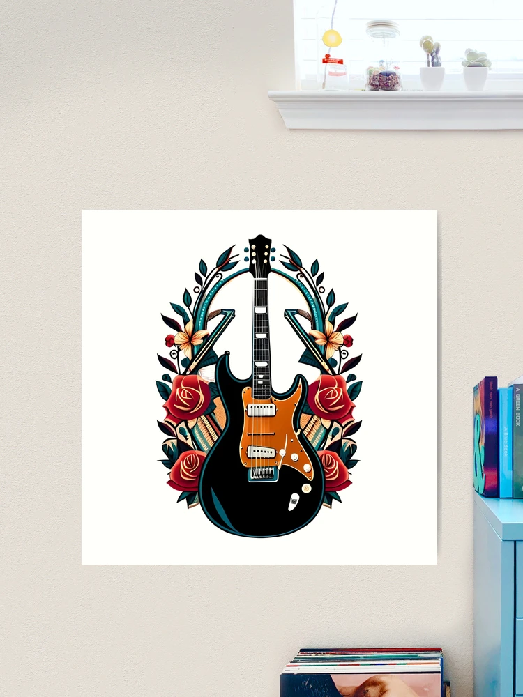 アート・デザイン・音楽 the electric guitar collection Electric Guitar with red roses