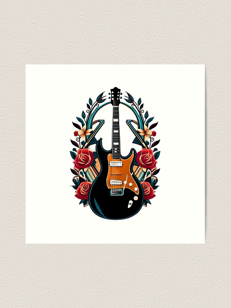 アート・デザイン・音楽 the electric guitar collection Abstract Modern Wall Art Titled Red Electric Guitar 26 x 40