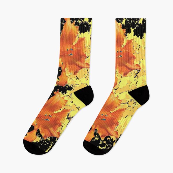 Item preview, ABSTRACT ORANGE LILY FLORALS BLACK-YELLOW ART designed and sold by sharlesart.
