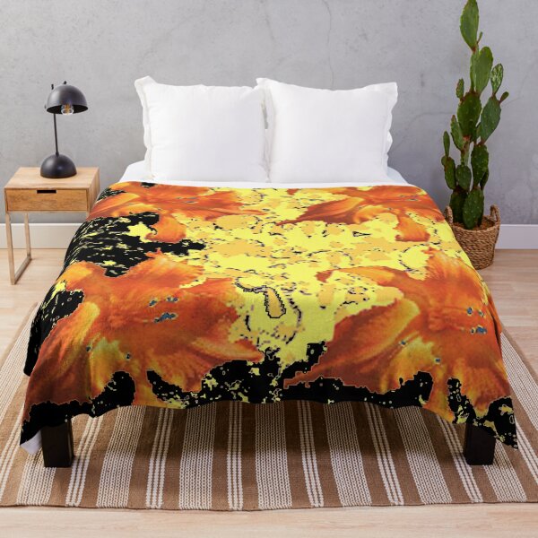 Item preview, ABSTRACT ORANGE LILY FLORALS BLACK-YELLOW ART designed and sold by sharlesart.