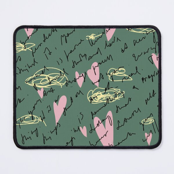 Item preview, Scribble pink heart hand written turquoise pattern designed and sold by Yana Mustafina | Boho Soulful Designs.