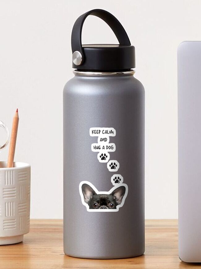 Keep Calm & Hug the Dog Water Bottle with Lid