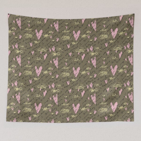 Item preview, Scribble heart hand written pastel brown pattern designed and sold by Yana Mustafina | Boho Soulful Designs.