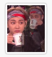 Taehyung sipping tea meme Sticker