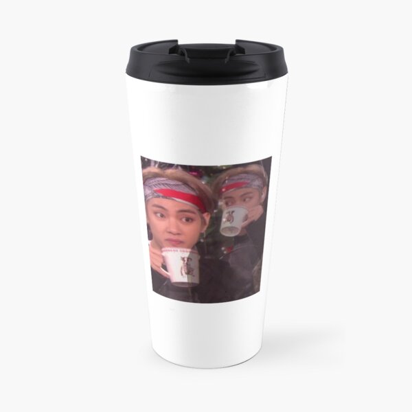 Taehyung sipping tea meme Travel Mug