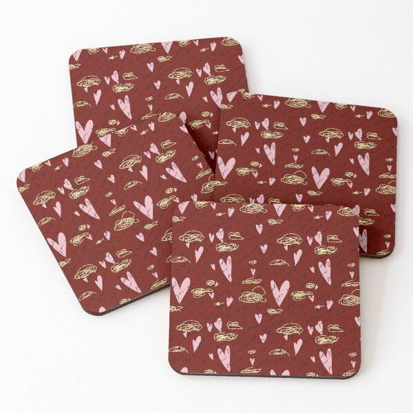 Item preview, Scribble pink heart hand written red pattern designed and sold by Yana Mustafina | Boho Soulful Designs.