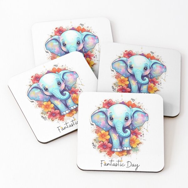 Item preview, vintage cute elephant with flower water color designed and sold by Pim-pimporn.