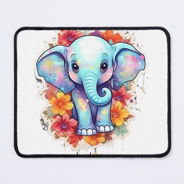 Item preview, vintage cute elephant with flower water color designed and sold by Pim-pimporn.