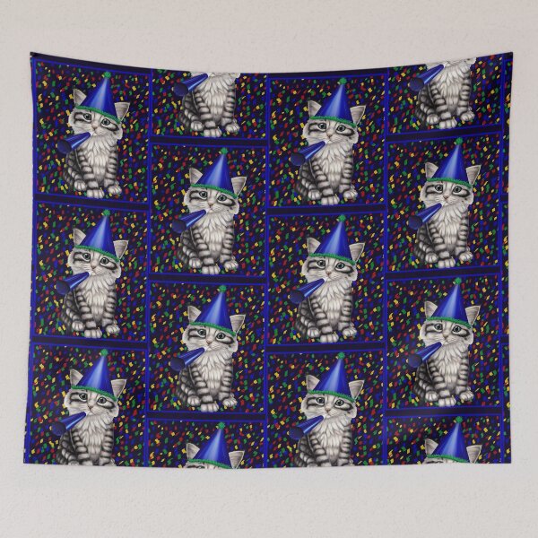 Item preview, Celebration kitten - cat in a party hat designed and sold by Mehu.