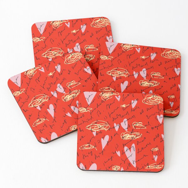 Item preview, Scribble heart hand written neon red pattern designed and sold by Yana Mustafina | Boho Soulful Designs.