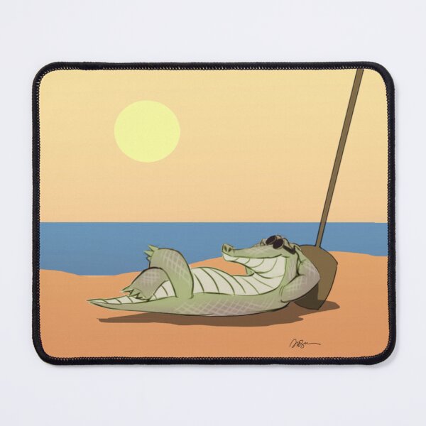Item preview, Cartoon Sunbathing Alligator on the Beach - Sungator designed and sold by AnsonsArtZoo.