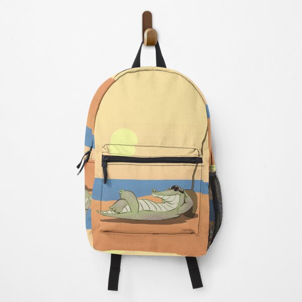 Item preview, Cartoon Sunbathing Alligator on the Beach - Sungator designed and sold by AnsonsArtZoo.