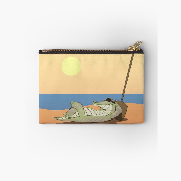 Item preview, Cartoon Sunbathing Alligator on the Beach - Sungator designed and sold by AnsonsArtZoo.