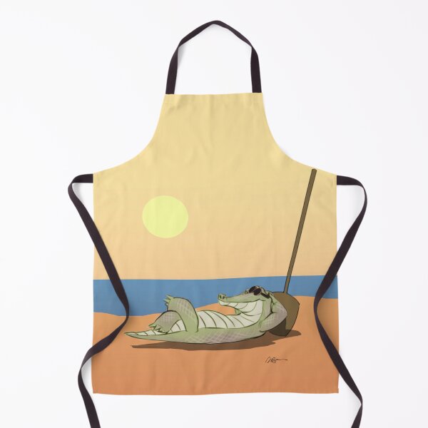 Item preview, Cartoon Sunbathing Alligator on the Beach - Sungator designed and sold by AnsonsArtZoo.