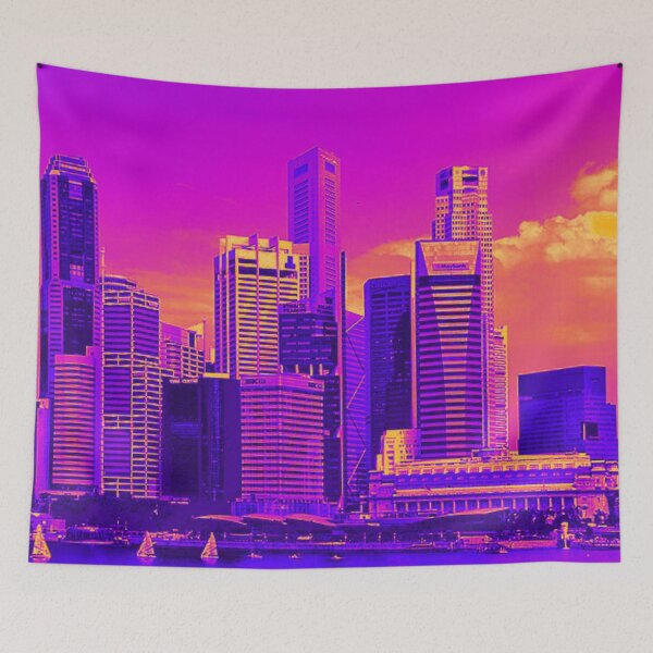 Aperçu de l'œuvre Singapour City-Purple City Scape créée et vendue par tomorrowsart.