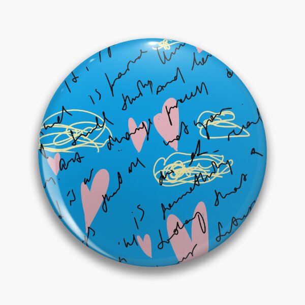 Item preview, Scribble heart hand written neon blue pattern designed and sold by Yana Mustafina | Boho Soulful Designs.