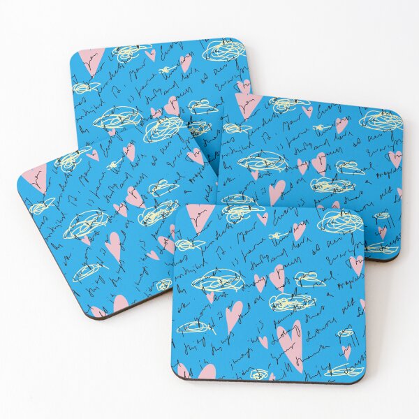Item preview, Scribble heart hand written neon blue pattern designed and sold by Yana Mustafina | Boho Soulful Designs.