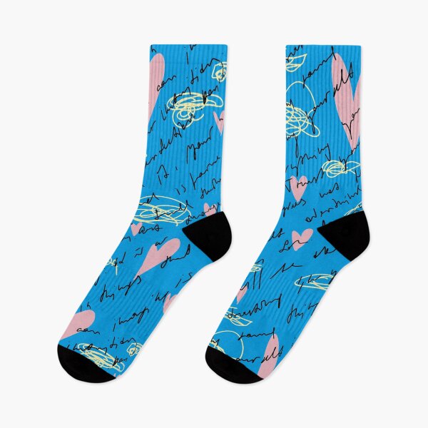 Item preview, Scribble heart hand written neon blue pattern designed and sold by Yana Mustafina | Boho Soulful Designs.