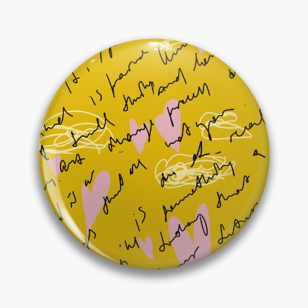 Item preview, Scribble pink heart hand written yellow pattern designed and sold by Yana Mustafina | Boho Soulful Designs.