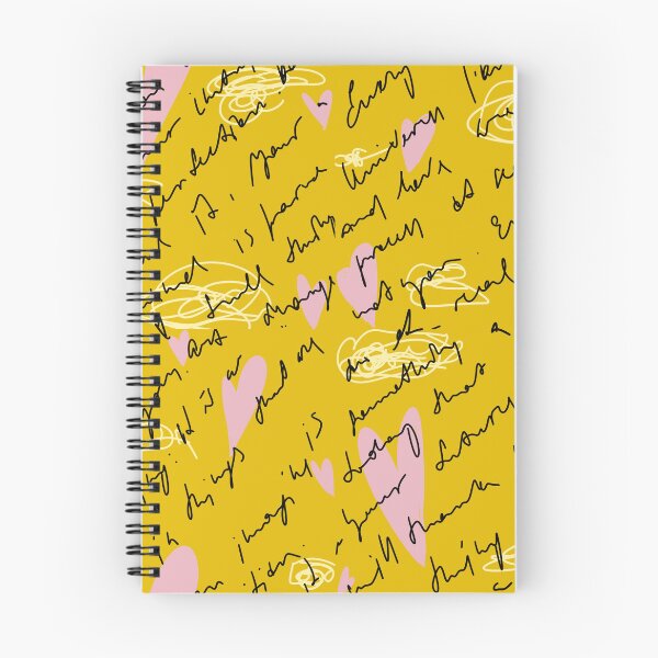 Item preview, Scribble pink heart hand written yellow pattern designed and sold by Yana Mustafina | Boho Soulful Designs.