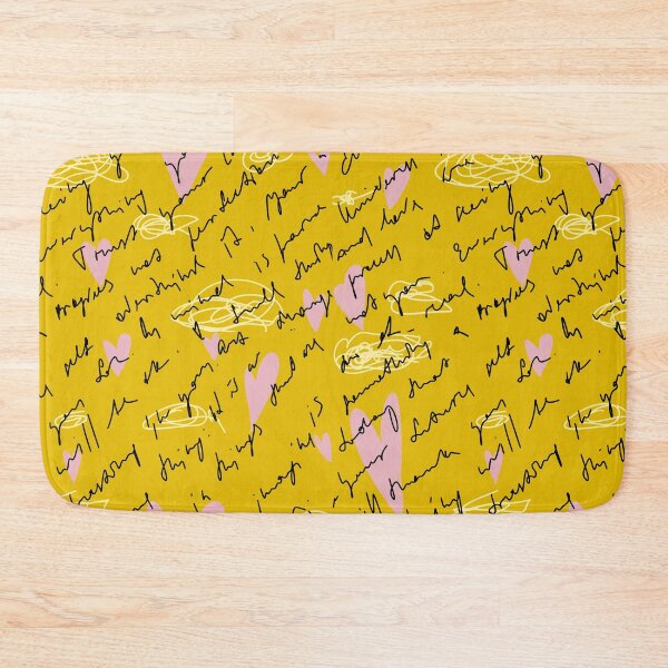 Item preview, Scribble pink heart hand written yellow pattern designed and sold by Yana Mustafina | Boho Soulful Designs.