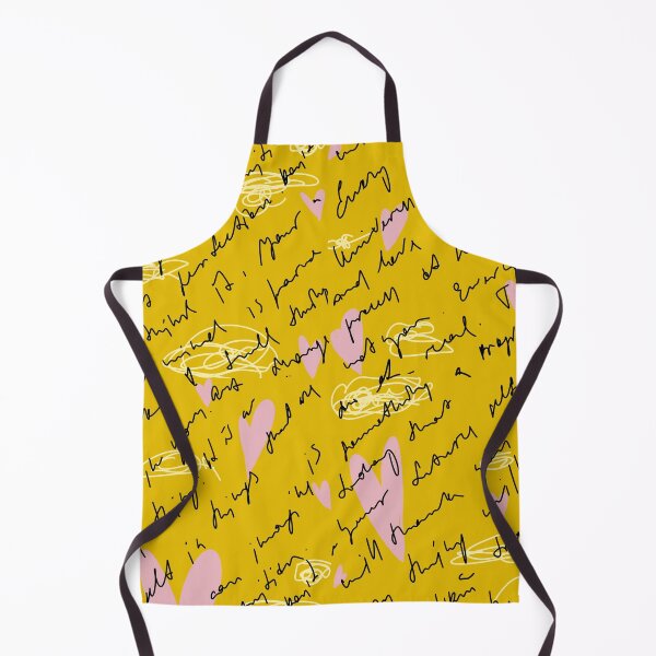 Item preview, Scribble pink heart hand written yellow pattern designed and sold by Yana Mustafina | Boho Soulful Designs.