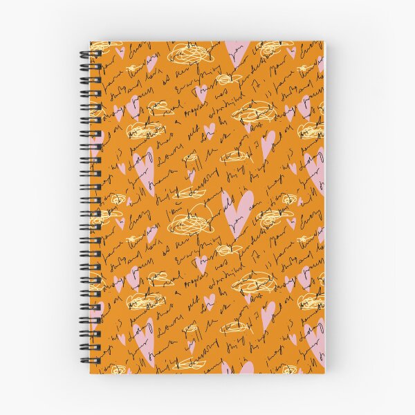 Item preview, Scribble pink heart hand written orange pattern designed and sold by Yana Mustafina | Boho Soulful Designs.